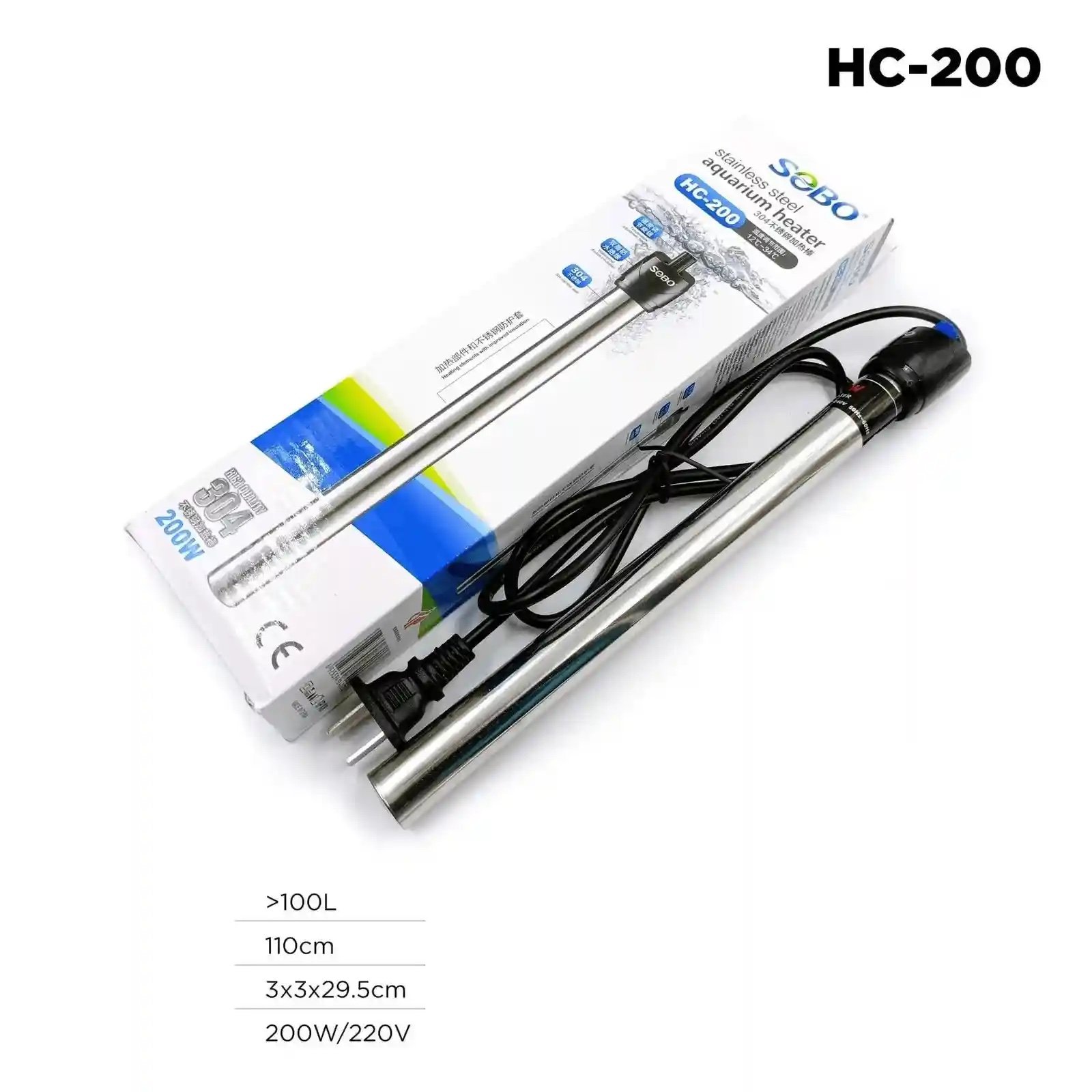 SOBO Stainless Steel 200W Aquarium Heater
